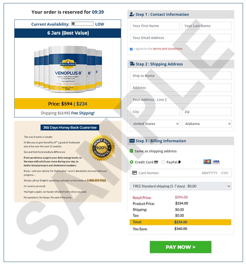 Venoplus 8 Secure Checkout Page